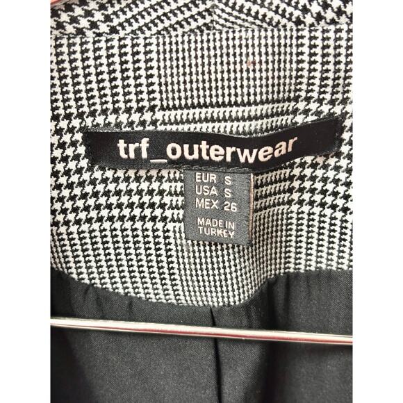 Zara TRF Outerwear Houndstooth Shawl Lapel Double-Breasted Blazer Gray Women' S - Picture 3 of 3